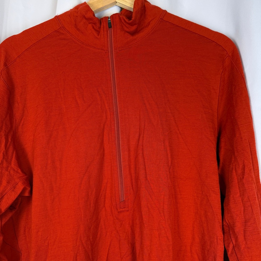 REI Co-op Mens 100% Merino Wool Quarter Zip Pullover Rust Orange Large